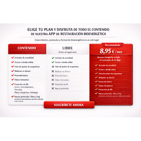Suscripción a la Aplicación de Restauración Bioenergética
